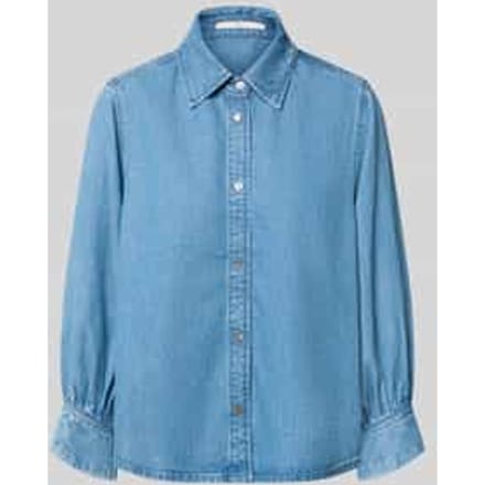 regular fit overhemdblouse van puur lyocell in denimlook