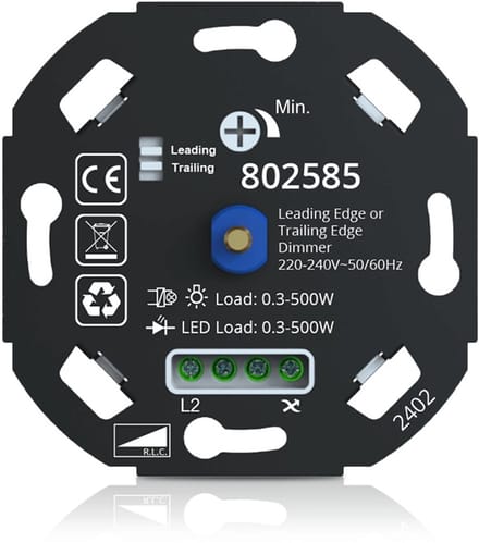 LED Dimmer 0,3-500W LED 220-240V - Fase Af- en Aansnijding - Universeel