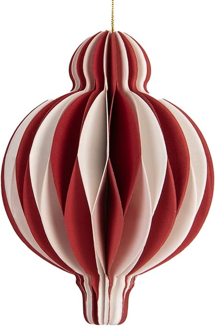 Clayre & Eef Kersthanger Ø 7x10 cm Rood Wit Papier