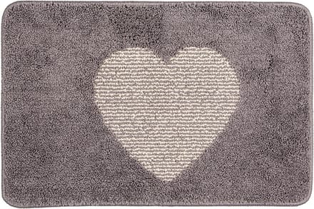 Clayre & Eef Badmat 58x38x1 cm Grijs Polyester Hart
