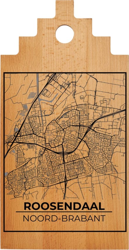 JM Woods - Borrelplank - Serveerplank - Hapjesplank - Kaasplank - Plattegrond - ROOSENDAAL - Gepersonaliseerd - Cadeau tip!