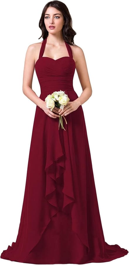 Chiffon Avondjurk Voor Dames met Halterhals - Formele en Feestelijke Gelegenheden