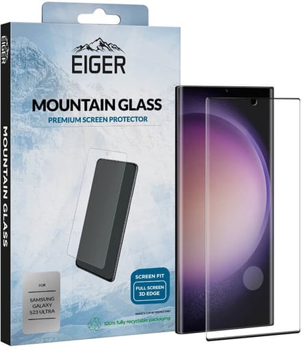 Eiger Tempered Glass Case Friendly Full Screen Geschikt voor Samsung S23 Ultra