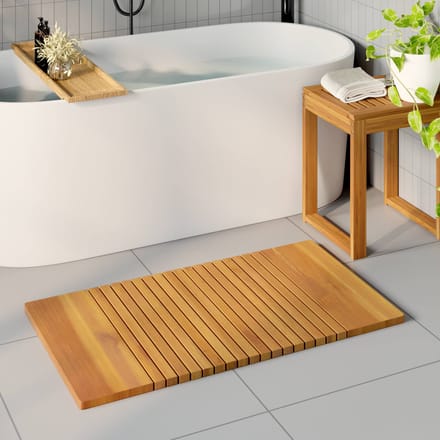vidaXL - Badmat - Naturel - 100 - x - 55 - cm - Massief - Acacia - Hout
