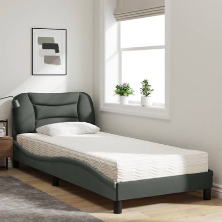 vidaXL - Bed - met - matras - "Hvar" - stof - donkergrijs - 90x200 - cm