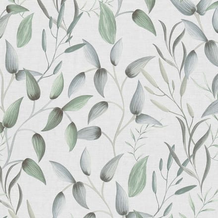 DELICATE BLADPATROON BEHANG | Elegant - groen wit grijs - A.S. Création PintWalls II