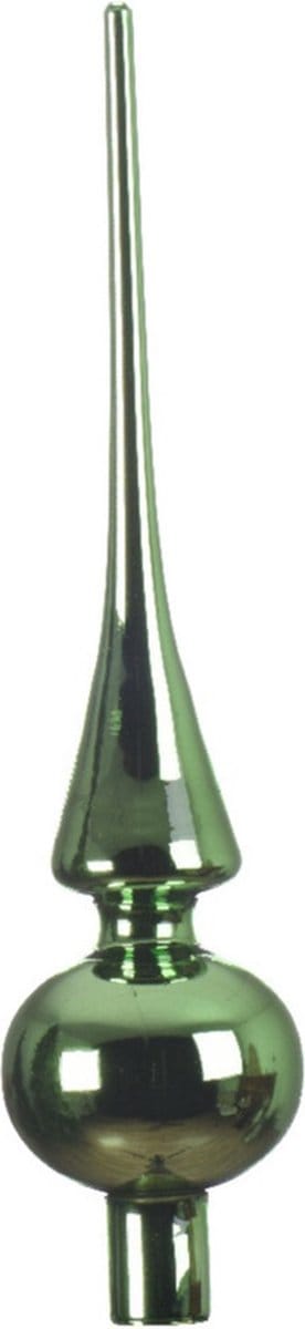 Decoris Kerstboom piek - groen - glas - glans - 26 cm - kerstpiek - kerstversiering