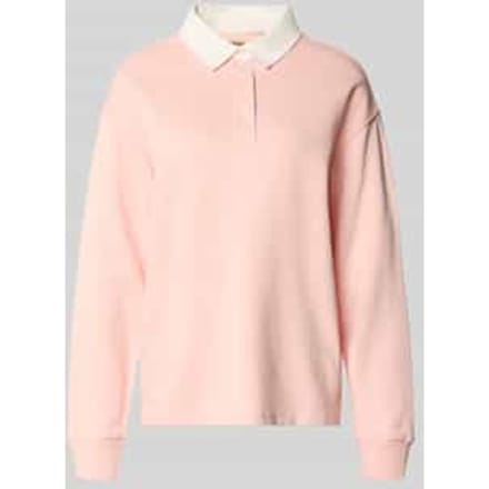 Shirt met lange mouwen met polokraag en korte knoopsluiting