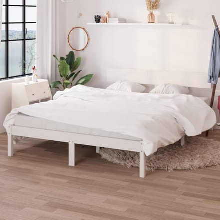 vidaXL - Bedframe - massief - hout - wit - 120x190 - cm