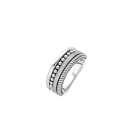 TI SENTO Dames Ring - 925 zilver - Zirconia wit - Maat 17.75 mm / maat 56 - 12418ZI