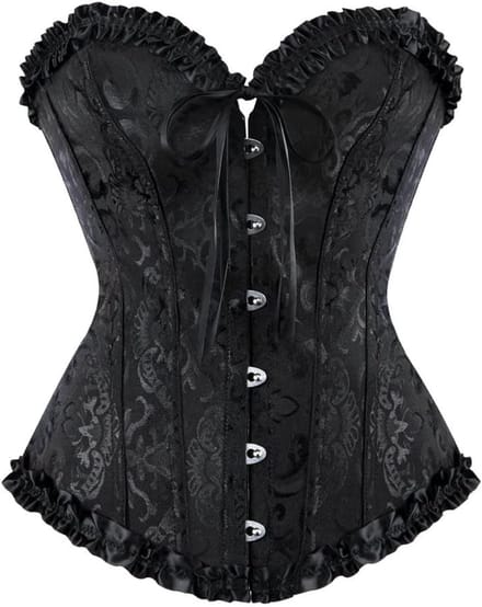 Gotisch Dameskorset met Beha - Vintage Bustier in Zwart/Rood - M