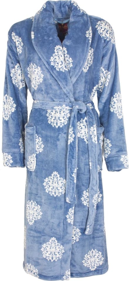 Medaillon Dames Badjas - Coral Fleece - Licht Blauw - Maat S