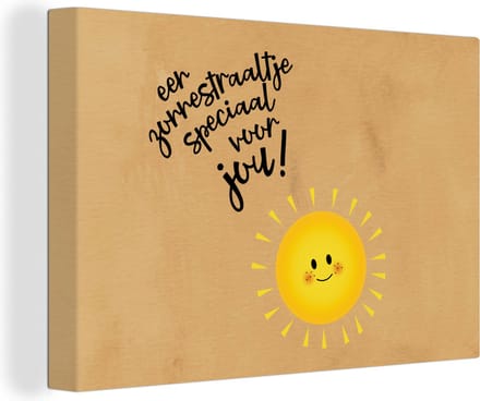 Canvas Schilderij Sterkte - Quotes - Zon - 90x60 cm - Wanddecoratie