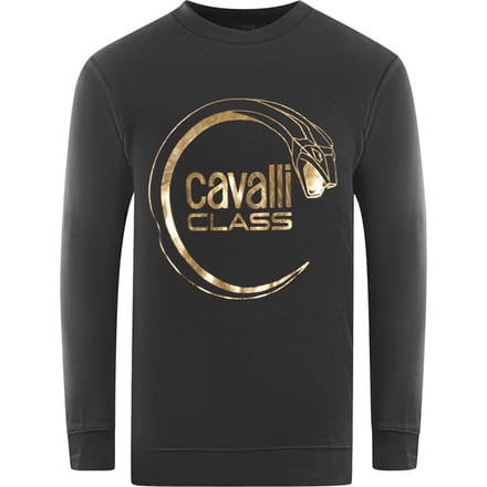 Cavalli Class Piercing Slang Logo Zwart Sweater