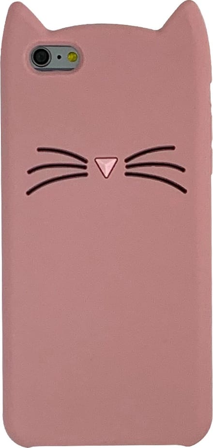 Peachy Schattige Kat geschikt voor iPhone 6 Plus 6s Plus Silicone hoesje 3D - Roze Bescherming