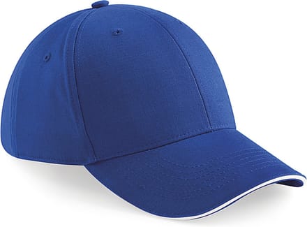 Beechfield Pet - blauw met wit - 6 panel baseballcap - volwassenen - katoen