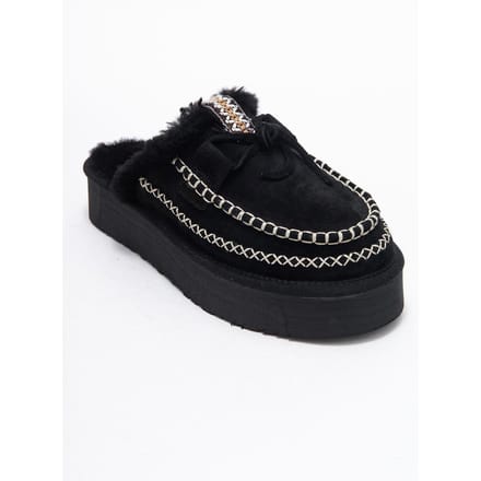 Yalina leren platform mocassin pantoffels
