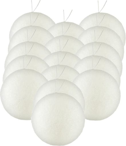 Gerimport Kerstballen 24x wit kunststof glitters - 7 cm diameter - feestelijk - eenvoudig ophangen