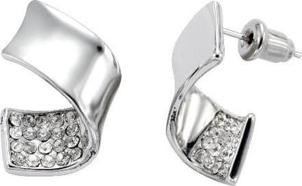 Behave - Oorsteker - Gebogen design - Zilverkleur - Met steentjes - 1,5 cm