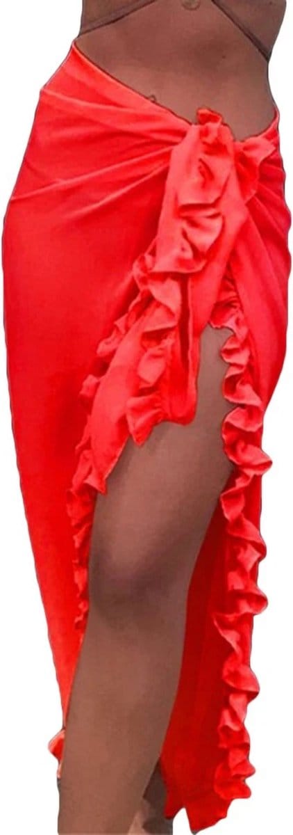 ASTRADAVI Pareo - Sarong met Roches - Dames Strandkledding Omslagdoek - Rood