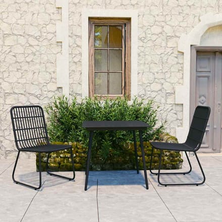 vidaXL - 3-delige - Tuinset - poly - rattan - en - glas