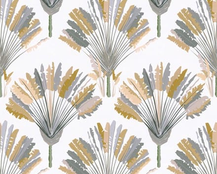 PALMBLADEREN BEHANG | Botanisch - geel grijs wit - "Architects Paper" A.S. Création Jungle Chic