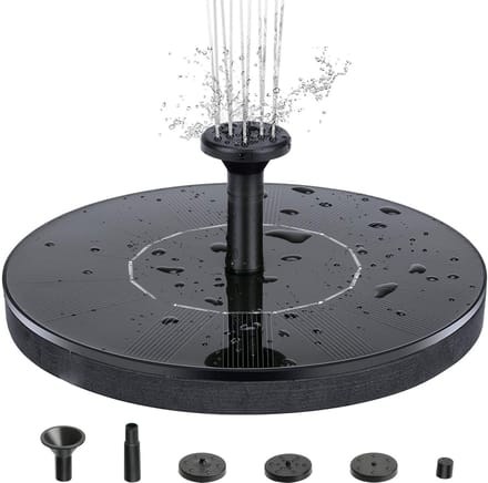 Waterfontein op zonne-energie 16 cm Zwart