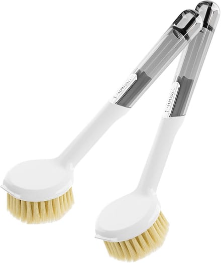 Duurzame afwasborstel set van 2 met robuuste borstels en schraper voor optimale spoelreiniging