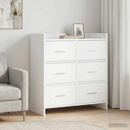 vidaXL - Dressoir - Wit - 75 - x - 33 - x - 80 - cm - Bewerkt - hout