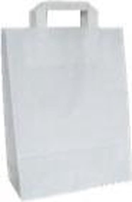 Tas - Wit kraft - platte papieren handgreep - 22x 10x28cm - draagtas - wit - 50 stuks