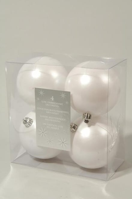 4 stuks 4 kerstballen winterwit 100 mm