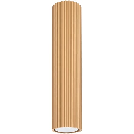 Plafondlamp KARBON 30 geribbelde buisspot van 30 cm - Sollux Lighting - IP20 - Goud aluminium behuizing - 6.5 x 6.5 x 30 cm - 1 x GU10 LED, exclusief lichtbron - Max. 10 W - Minimalistische plafondlamp voor gang, hal en woonkamer