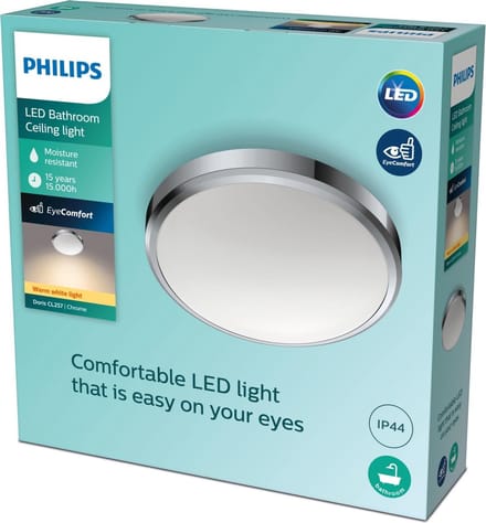 Philips Doris badkamerplafonnière - chroom - groot - 17 W