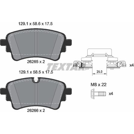 Remblokset TEXTAR 2626501, achter