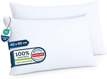 Waterafstotende Kussenbeschermer 40x60 cm - Set van 2 - Witte Kussensloop met Rits