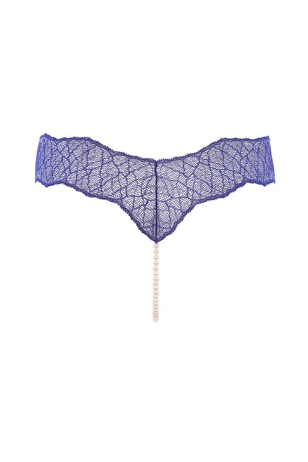 Bracli - Sydney Perlenstring Blau - Luxus-Dessous mit Perlenkette Größe Plus