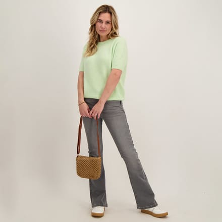 Je m'appelle Dames Broek Flared fit Met stretch - Grijs - Maat M