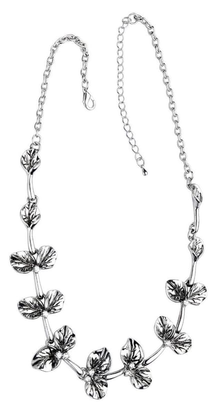 Behave - Korte ketting bladvorm kristalstenen - Glanzend zilverkleur - Mode-accessoire