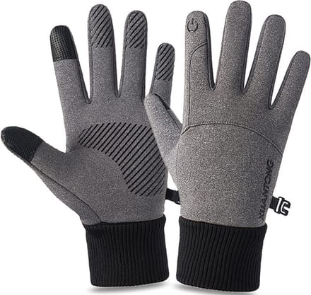 Fleece Handschoenen met Touchscreen bediening – Wind en Waterdicht – Maat L – Grijs
