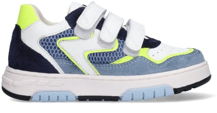 Braqeez 426175-421 Jongens Lage Sneakers - Blauw - Leer - Klittenband