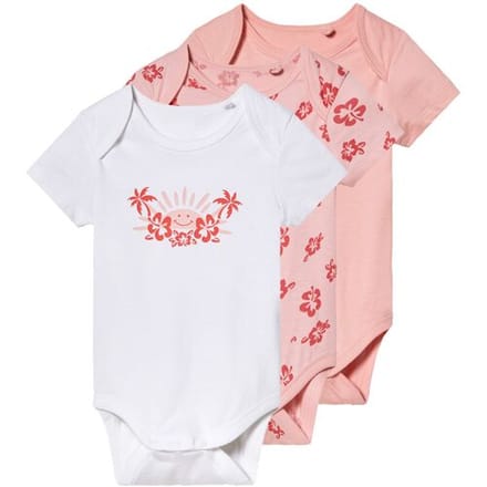 LUPILU 3 baby rompertjes (roze/wit, 74/80)