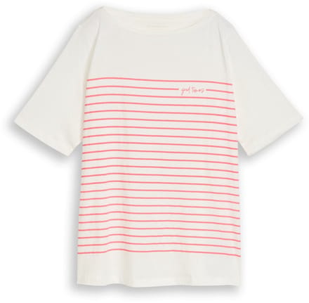 Tom Tailor - Plus Size - T-shirt met streepjesmotief - Maat 50 - Whisper White