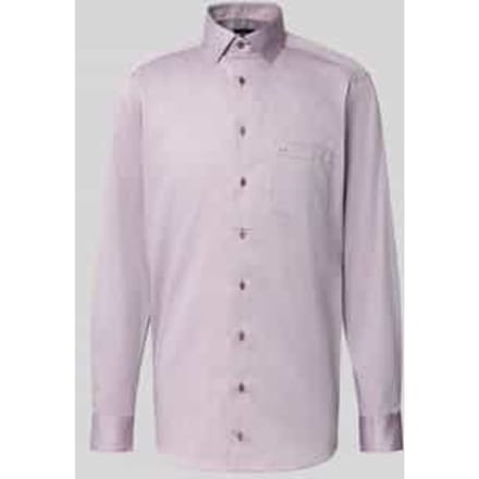 OLYMP Luxor modern fit overhemd - mouwlengte 7 - structuur - bordeaux rood - Strijkvrij - Boordmaat: 40 (EU maat: M)
