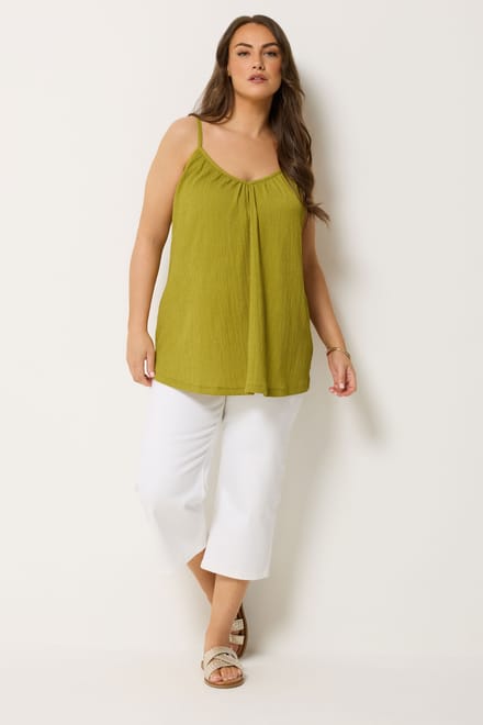 Yours Groene Gekreukte Camitop Size 50-52
