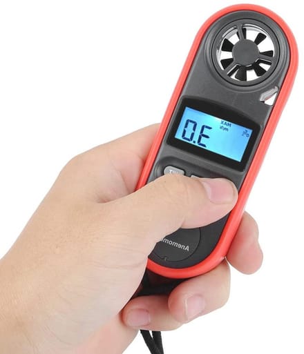 Anemometer Windsnelheidmeter - Windmeter Vane - Windsnelheid Meten - Zes Bladen Ontwerp - 12.4 cm - Zwart