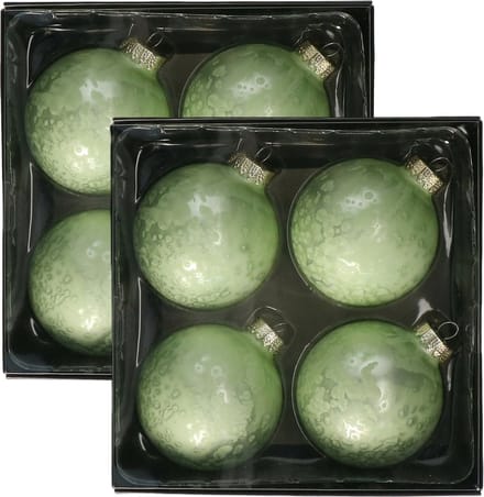 Othmar Decorations Luxe kleine kerstballen - 8x st - 8 cm - olijf groen - glas - ice finish