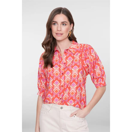 Geisha Blouse Blouse 63195 20 Manderine Red/ecru Dames Maat - S