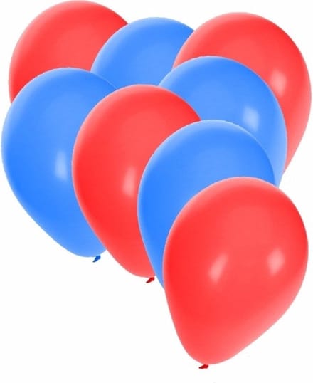 30x ballonnen - 27 cm - rood / blauwe versiering