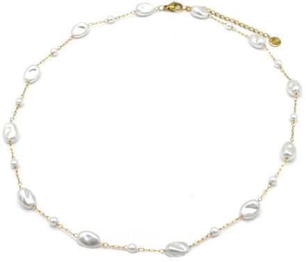 Ketting met Parels - RVS - Lengte 39-44 cm - Goudkleurig