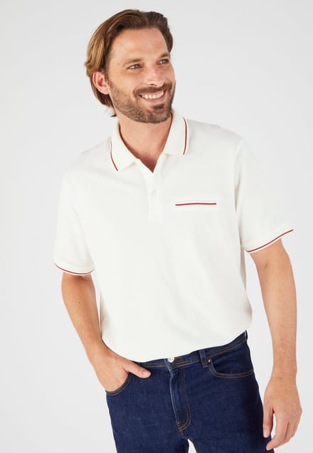 Damart - Polo in piquétricot - Heren - Wit - (86-93) S